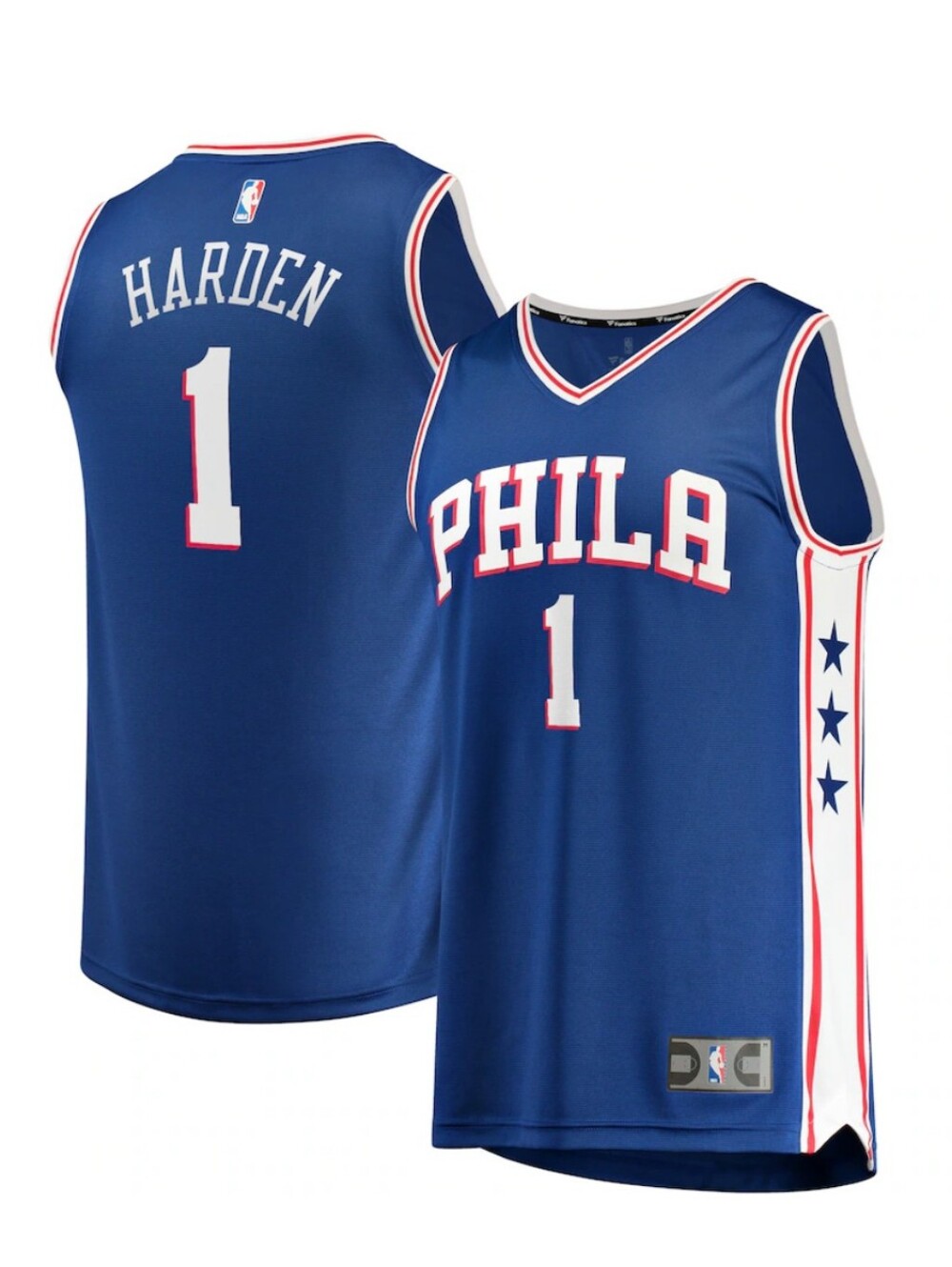 Fanatics  Men's James Harden #1 Philadelphia 76ers Blue NBA Jersey Fast Break S